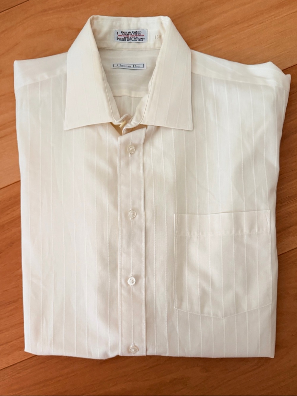 Dior Men's Cream Pinstripe Dress Shirt - Picture 7 of 7